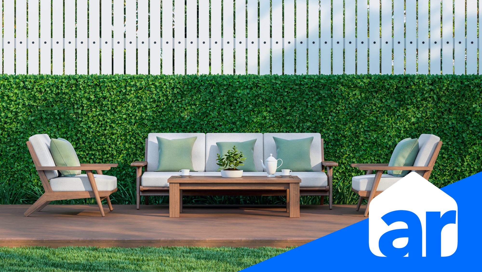 outdoor patio with grass wall